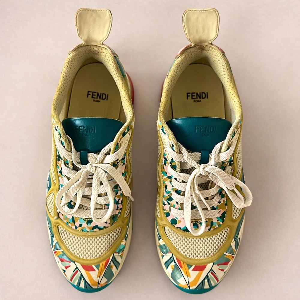 Fendi FFast Bird of Paradise Multicolor Floral Mesh Sneakers - Picture 3 of 8